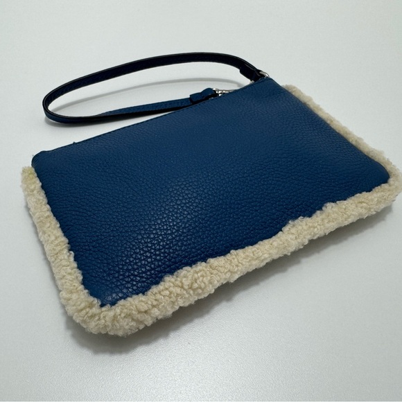 COACH Blue Extra Large Leather Sherpa Wristlet